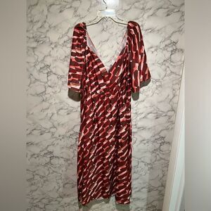 ASOS DESIGN Curve pleated twist back midi dress in abstract smudge print